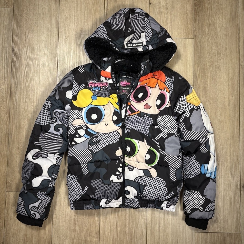 The Powerpuff Girls Members Onlyโ Puffer Jacket Kids Size 14/16 Girls Full Zip